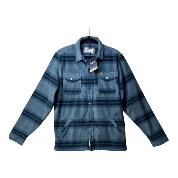 Jetty Concordia Fleece Lined Shacket Mens Large Gray Plaid Snap Pockets NWT - Picture 2 of 11